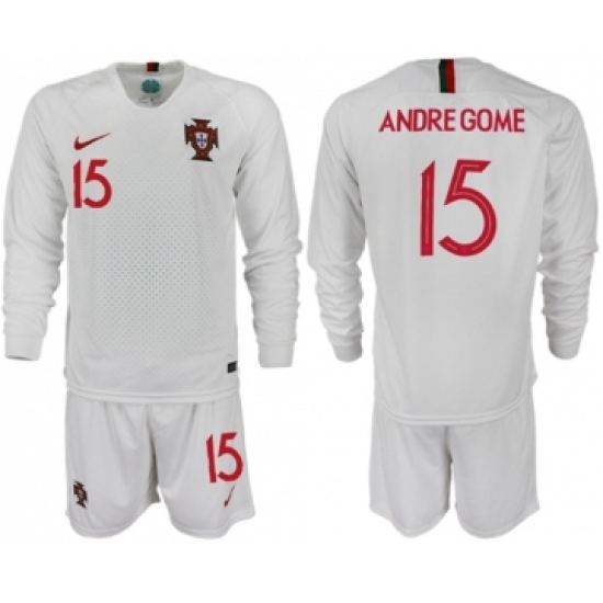 Portugal 15 Andre Gome Away Long Sleeves Soccer Country Jersey