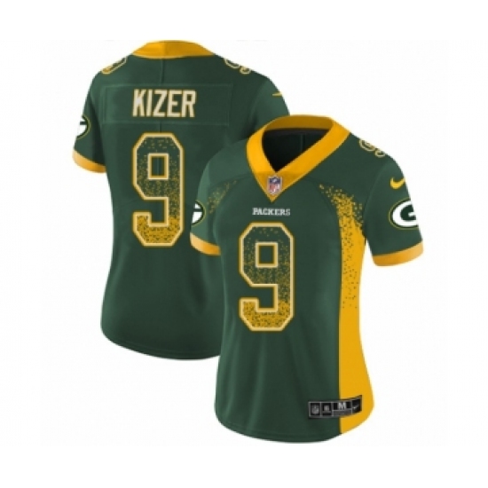 Women's Nike Green Bay Packers 9 DeShone Kizer Limited Green Rush Drift Fashion NFL Jersey