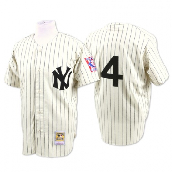 Men's Mitchell and Ness New York Yankees 4 Lou Gehrig Authentic White Throwback MLB Jersey