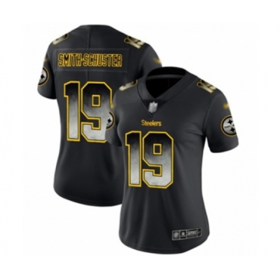 Women's Pittsburgh Steelers 19 JuJu Smith-Schuster Limited Black Smoke Fashion Football Jersey