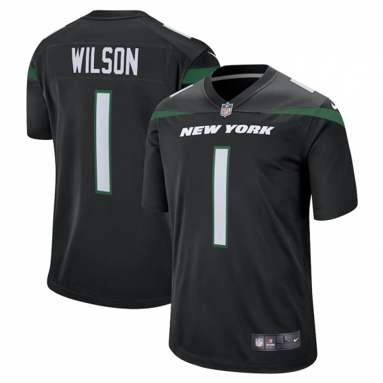 Men's New York Jets 1 Zach Wilson Nike Black 2021 NFL Draft First Round Pick Game Jersey