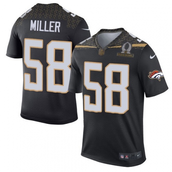 Men's Nike Denver Broncos 58 Von Miller Elite Black Team Irvin 2016 Pro Bowl NFL Jersey