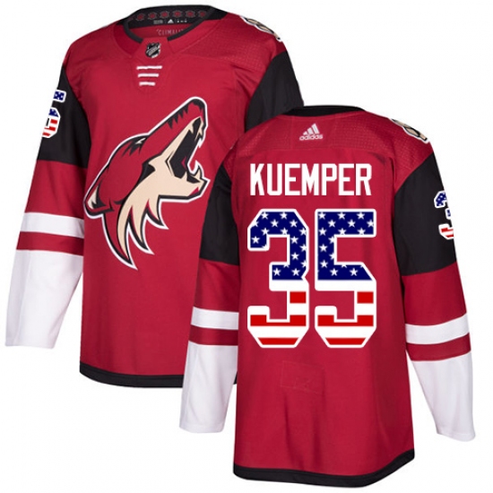 Men's Adidas Arizona Coyotes 35 Darcy Kuemper Authentic Red USA Flag Fashion NHL Jersey