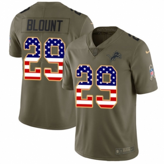 Men's Nike Detroit Lions 29 LeGarrette Blount Limited Olive/USA Flag Salute to Service NFL Jersey