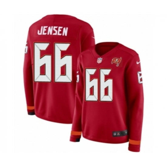 Women's Nike Tampa Bay Buccaneers 66 Ryan Jensen Limited Red Therma Long Sleeve NFL Jersey