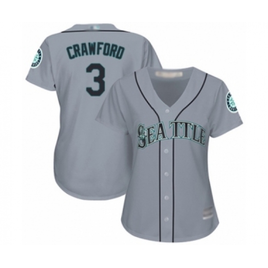 Women's Seattle Mariners 3 J.P. Crawford Authentic Grey Road Cool Base Baseball Player Jersey