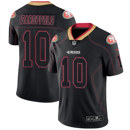 Men's Nike San Francisco 49ers 10 Jimmy Garoppolo Limited Lights Out Black Rush NFL Jersey