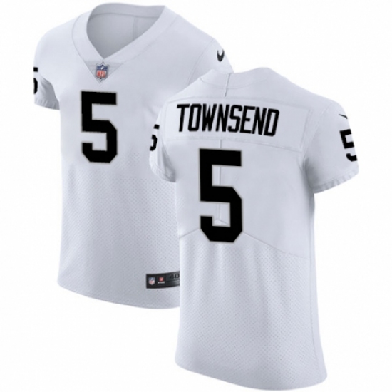 Men's Nike Oakland Raiders 5 Johnny Townsend White Vapor Untouchable Elite Player NFL Jersey