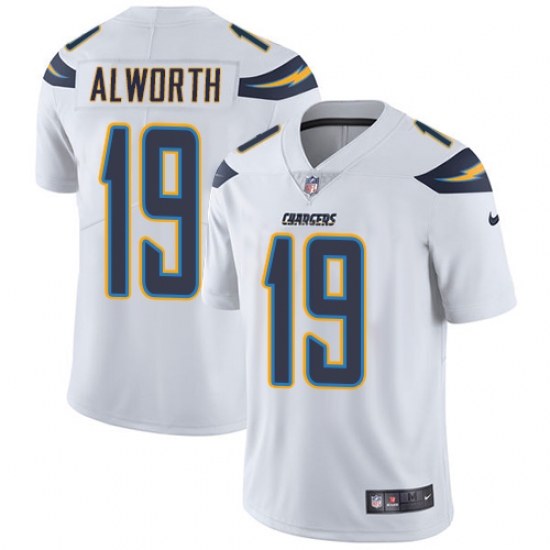 Men's Nike Los Angeles Chargers 19 Lance Alworth White Vapor Untouchable Limited Player NFL Jersey
