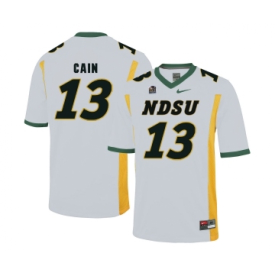 North Dakota State Bison 13 Desmond Cain White College Football Jersey