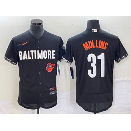 Men's Baltimore Orioles 31 Cedric Mullins Black 2023 City Connect Flex Base Stitched Jersey