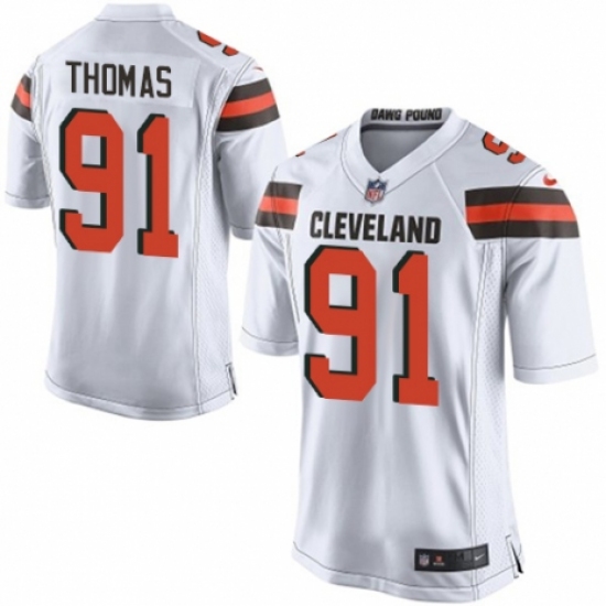 Men's Nike Cleveland Browns 91 Chad Thomas Game White NFL Jersey