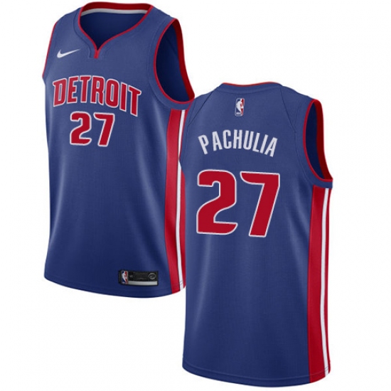 Men's Nike Detroit Pistons 27 Zaza Pachulia Swingman Royal Blue NBA Jersey - Icon Edition