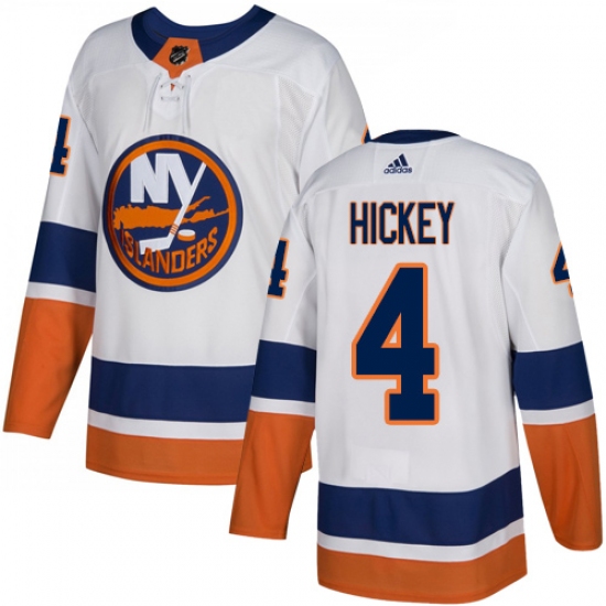 Men's Adidas New York Islanders 4 Thomas Hickey Authentic White Away NHL Jersey