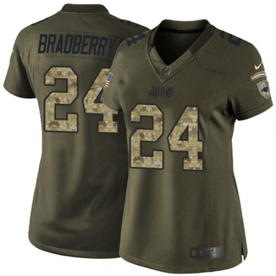 Women's Nike Carolina Panthers 24 James Bradberry Elite Green Salute to Service NFL Jersey