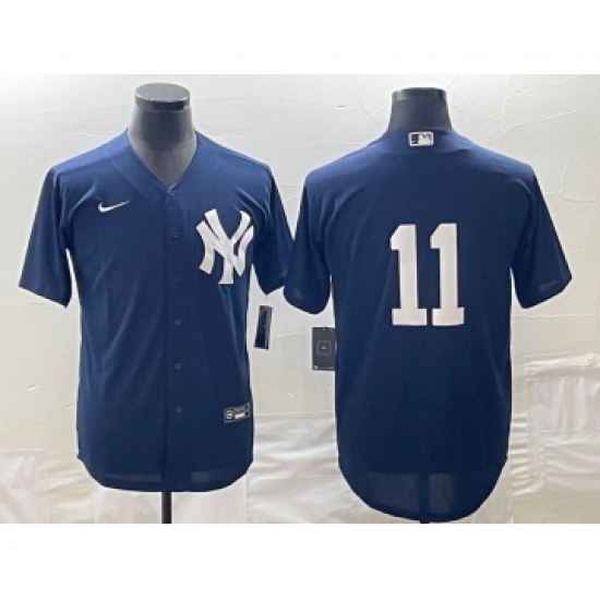 Men's New York Yankees 11 Anthony Volpe No Name Navy Blue Stitched Cool Base Nike Jersey