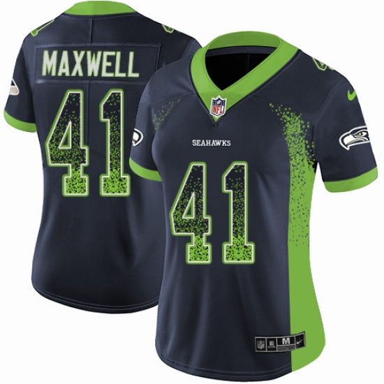 Women's Nike Seattle Seahawks 41 Byron Maxwell Limited Navy Blue Rush Drift Fashion NFL Jersey