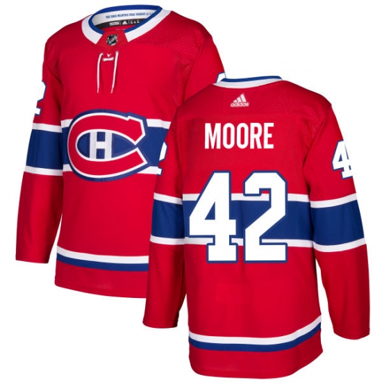Men's Adidas Montreal Canadiens 42 Dominic Moore Authentic Red Home NHL Jersey