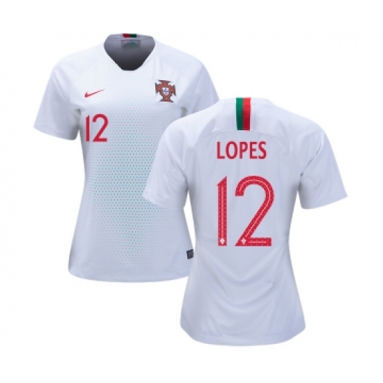 Women's Portugal 12 Lopes Away Soccer Country Jersey
