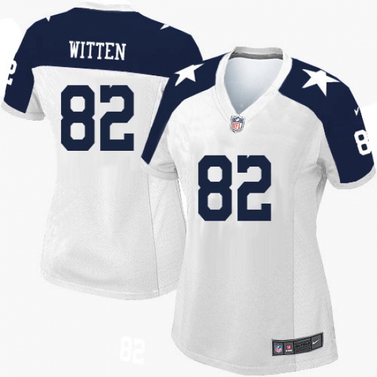 Women's Nike Dallas Cowboys 82 Jason Witten Limited White Throwback Alternate NFL Jersey