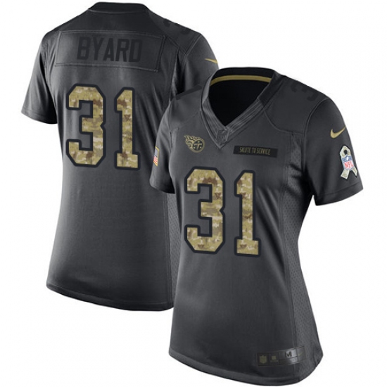 Women's Nike Tennessee Titans 31 Kevin Byard Limited Black 2016 Salute to Service NFL Jersey