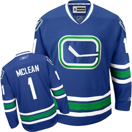 Women's Reebok Vancouver Canucks 1 Kirk Mclean Authentic Royal Blue Third NHL Jersey