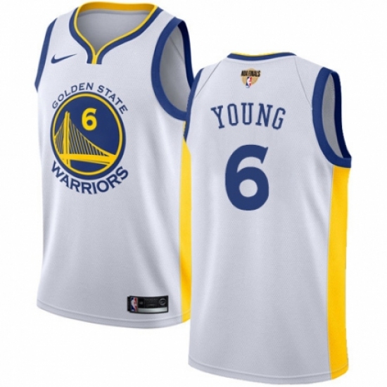 Youth Nike Golden State Warriors 6 Nick Young Authentic White Home 2018 NBA Finals Bound NBA Jersey - Association Edition