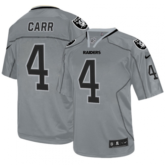 Men's Nike Oakland Raiders 4 Derek Carr Elite Lights Out Grey NFL Jersey