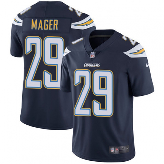 Men's Nike Los Angeles Chargers 29 Craig Mager Navy Blue Team Color Vapor Untouchable Limited Player NFL Jersey
