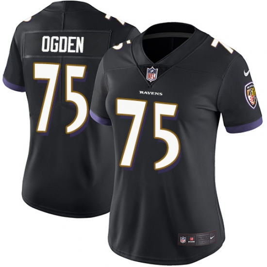 Women's Nike Baltimore Ravens 75 Jonathan Ogden Black Alternate Vapor Untouchable Limited Player NFL Jersey