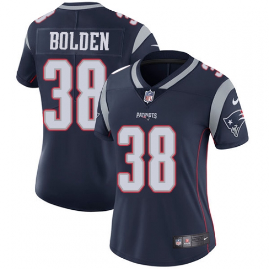 Women's Nike New England Patriots 38 Brandon Bolden Navy Blue Team Color Vapor Untouchable Limited Player NFL Jersey