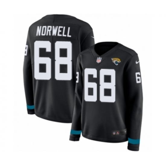 Women's Nike Jacksonville Jaguars 68 Andrew Norwell Limited Black Therma Long Sleeve NFL Jersey