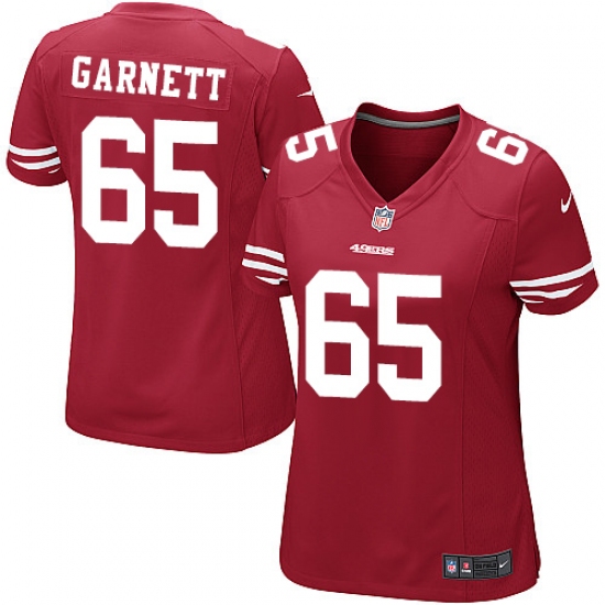 Women's Nike San Francisco 49ers 65 Joshua Garnett Game Red Team Color NFL Jersey