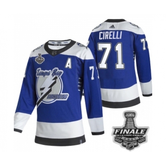 Men's Adidas Lightning 71 Anthony Cirelli Blue Authentic 2021 Stanley Cup Jersey
