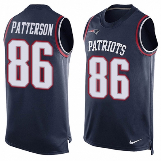 Men's Nike New England Patriots 86 Cordarrelle Patterson Limited Navy Blue Player Name & Number Tank Top NFL Jersey