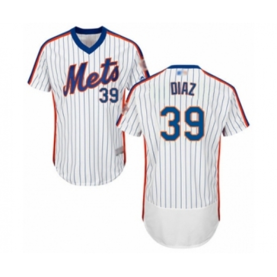 Men's New York Mets 39 Edwin Diaz White Alternate Flex Base Authentic Collection Baseball Jersey