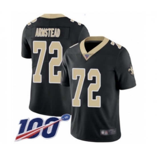 Men's New Orleans Saints 72 Terron Armstead Black Team Color Vapor Untouchable Limited Player 100th Season Football Jersey