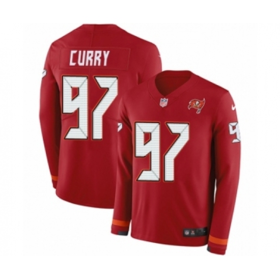 Men's Nike Tampa Bay Buccaneers 97 Vinny Curry Limited Red Therma Long Sleeve NFL Jerseyy