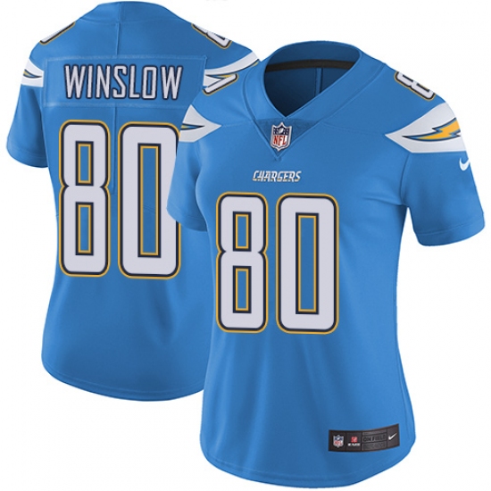 Women's Nike Los Angeles Chargers 80 Kellen Winslow Elite Electric Blue Alternate NFL Jersey
