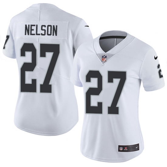 Women's Nike Oakland Raiders 27 Reggie Nelson Elite White NFL Jersey