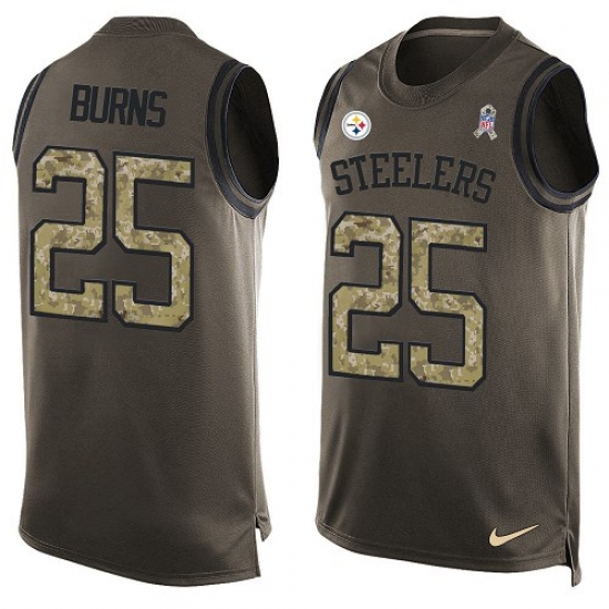 Men's Nike Pittsburgh Steelers 25 Artie Burns Limited Green Salute to Service Tank Top NFL Jersey
