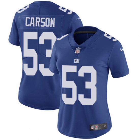 Women's Nike New York Giants 53 Harry Carson Elite Royal Blue Team Color NFL Jersey