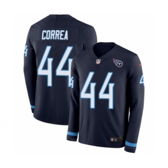Men's Nike Tennessee Titans 44 Kamalei Correa Limited Navy Blue Therma Long Sleeve NFL Jersey