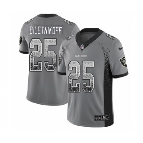 Men's Nike Oakland Raiders 25 Fred Biletnikoff Limited Gray Rush Drift Fashion NFL Jersey