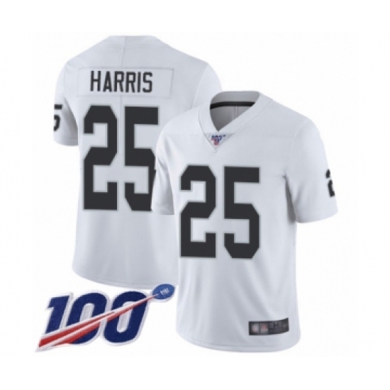 Men's Oakland Raiders 25 Erik Harris White Vapor Untouchable Limited Player 100th Season Football Jersey