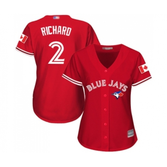 Women's Toronto Blue Jays 2 Clayton Richard Replica Scarlet Alternate Baseball Jersey