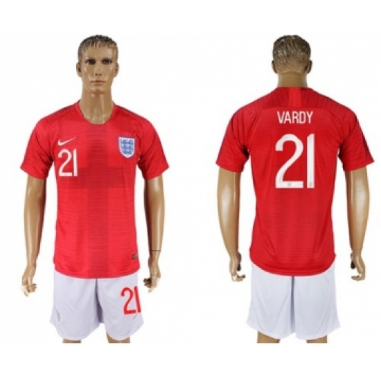England 21 Vardy Away Soccer Country Jersey
