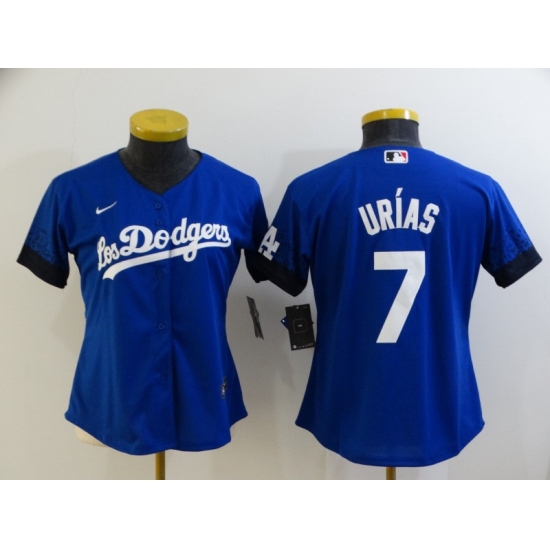 Women's Los Angeles Dodgers 7 Julio Urias Blue City Player Jersey