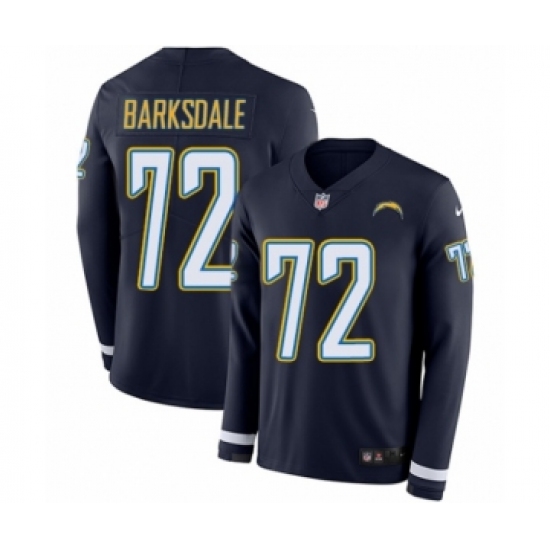 Youth Nike Los Angeles Chargers 72 Joe Barksdale Limited Navy Blue Therma Long Sleeve NFL Jersey
