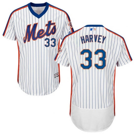 Men's Majestic New York Mets 33 Matt Harvey White Alternate Flex Base Authentic Collection MLB Jersey